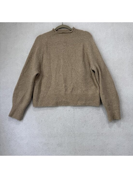 J.CREW Sweaters - J Crew Sweater Womens Small Beige Mock Neck Alpaca Wool Raglan Knit Pullover